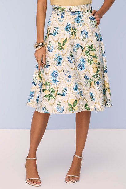 Saia Godê de Sarja Estampa Exclusiva Titanium Jeans