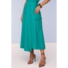 Saia Evasê Alfaiataria de Viscose Verde Assimétrica Titanium Jeans