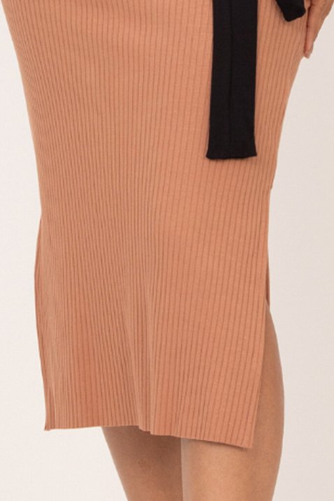 saia midi de malha canelada mocha mousse ellen lekazis 3