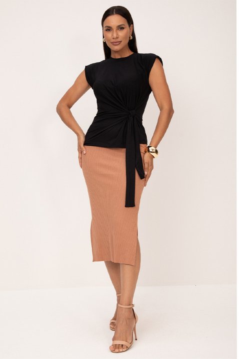 saia midi de malha canelada mocha mousse ellen lekazis 4