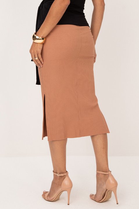saia midi de malha canelada mocha mousse ellen lekazis 5