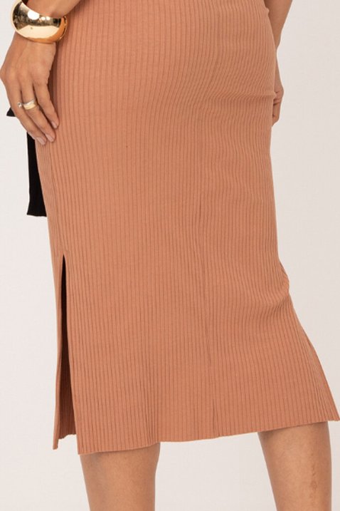 saia midi de malha canelada mocha mousse ellen lekazis 6