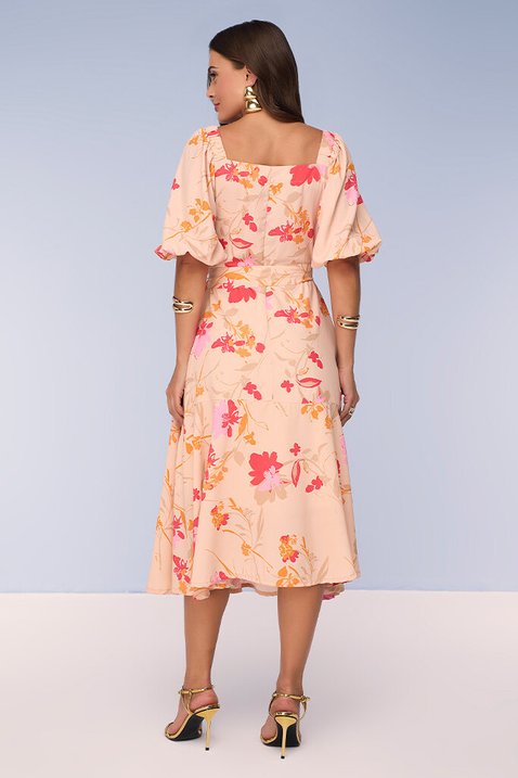 vestido midi semi gode de crepe estampa exclusiva com faixa titanium jeans 3