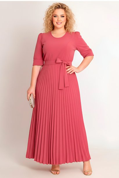 Vestido Longo Saia Plissada Rosa BellaBoni