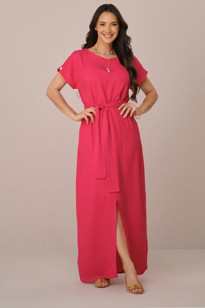 Vestido Pink Longo no Viscolinho Sasha Tata Martello