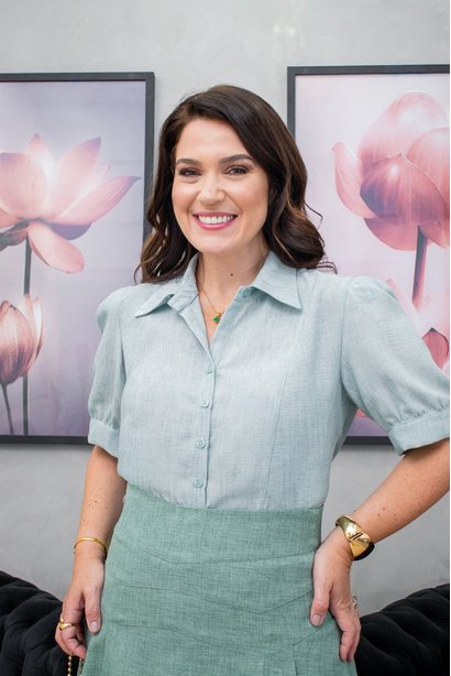 Camisa Em Tricoline Manga Curta Verde Água Kauly