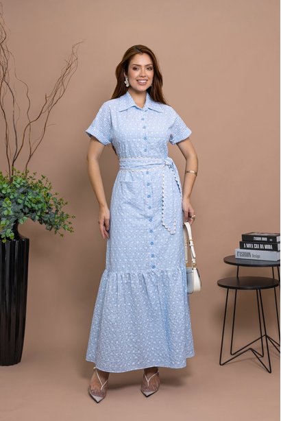 Chemise Em Laise Xadrez Com Cinto Faixa Luciana Pais