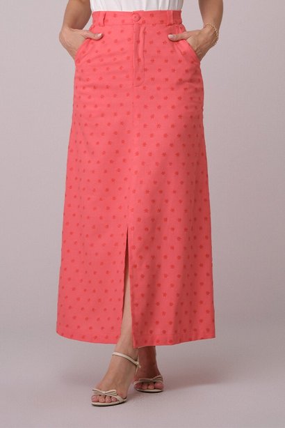 Saia Maxi Midi no Linho Bordado Celina Tata Martello