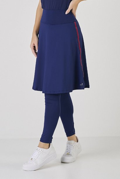 Saia Calça Comprida Azul Marinho Moda Fitness Modesta Poliamida Proteção UV Epulari