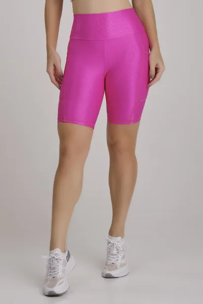 Short Feminino Rosa Neon Academia Poliamida Zero Transparência UV50 Epulari