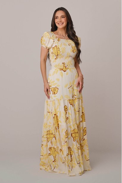 Vestido Longo na Viscose Estampado Simone Tatá Martello