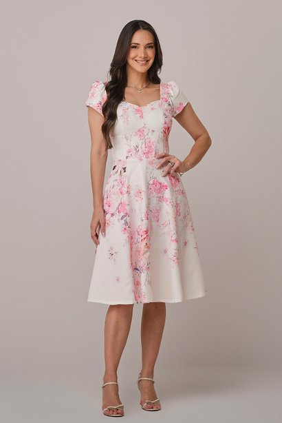 Vestido Rosa Midi na Alfaiataria Thais Tatá Martello