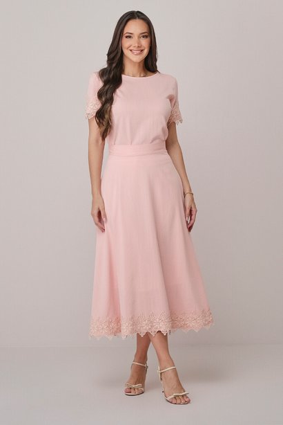 Conjunto Rosa Midi com Rendas Joaquina Tata Martello