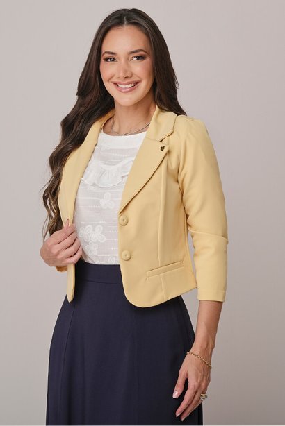 Blazer Curto em Alfaiataria Amelia Tata Martello